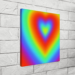Холст квадратный Сердце - радужный градиент, цвет: 3D-принт — фото 2