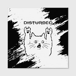 Холст квадратный Disturbed рок кот на светлом фоне, цвет: 3D-принт — фото 2