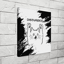 Холст квадратный Disturbed рок кот на светлом фоне, цвет: 3D-принт — фото 2