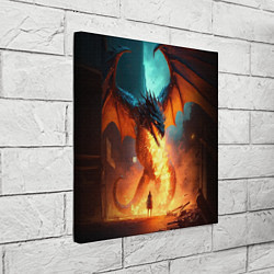 Холст квадратный Огненный дракон и рыцарь, цвет: 3D-принт — фото 2