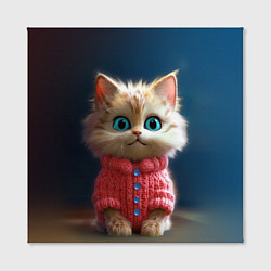 Холст квадратный Котик в розовом свитере, цвет: 3D-принт — фото 2