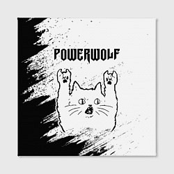 Холст квадратный Powerwolf рок кот на светлом фоне, цвет: 3D-принт — фото 2