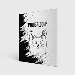 Холст квадратный Powerwolf рок кот на светлом фоне, цвет: 3D-принт
