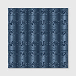 Холст квадратный Атласный синий узор с завертушками, цвет: 3D-принт — фото 2