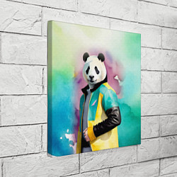 Холст квадратный Прикольный панда в модной куртке, цвет: 3D-принт — фото 2