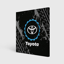 Холст квадратный Toyota в стиле Top Gear со следами шин на фоне, цвет: 3D-принт