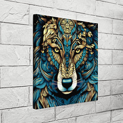 Холст квадратный Волк в бирюзовом орнаменте, цвет: 3D-принт — фото 2