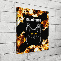 Холст квадратный Fall Out Boy рок кот и огонь, цвет: 3D-принт — фото 2