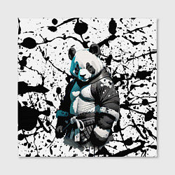 Холст квадратный Panda samurai on the background of blots, цвет: 3D-принт — фото 2