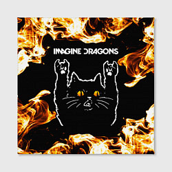 Холст квадратный Imagine Dragons рок кот и огонь, цвет: 3D-принт — фото 2