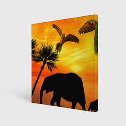 Холст квадратный Африканский пейзаж, цвет: 3D-принт