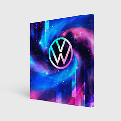 Холст квадратный Volkswagen неоновый космос, цвет: 3D-принт