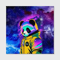 Холст квадратный Панда-космонавт в космосе - неон, цвет: 3D-принт — фото 2