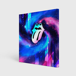 Холст квадратный Rolling Stones неоновый космос, цвет: 3D-принт