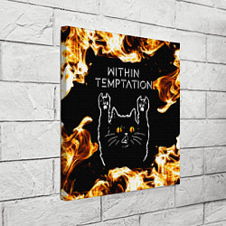 Холст квадратный Within Temptation рок кот и огонь, цвет: 3D-принт — фото 2