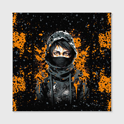 Холст квадратный Девушка в капюшоне - anime style, цвет: 3D-принт — фото 2