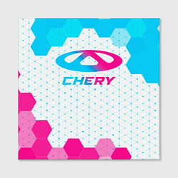Холст квадратный Chery neon gradient style, цвет: 3D-принт — фото 2