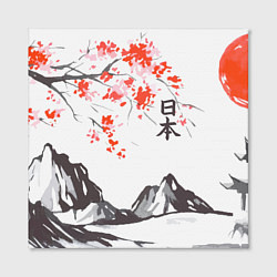 Холст квадратный Цветущая сакура и солнце - Япония, цвет: 3D-принт — фото 2