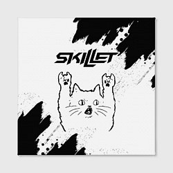 Холст квадратный Skillet рок кот на светлом фоне, цвет: 3D-принт — фото 2