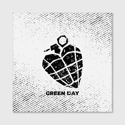 Холст квадратный Green Day с потертостями на светлом фоне, цвет: 3D-принт — фото 2