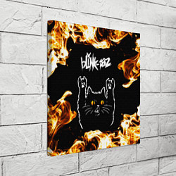 Холст квадратный Blink 182 рок кот и огонь, цвет: 3D-принт — фото 2