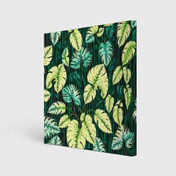 Холст квадратный Листья узор тропический, цвет: 3D-принт