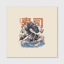 Холст квадратный Суши дракон с иероглифами в японском стиле, цвет: 3D-принт — фото 2