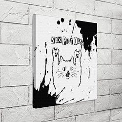 Холст квадратный Sex Pistols рок кот на светлом фоне, цвет: 3D-принт — фото 2