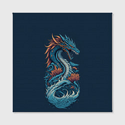 Холст квадратный Синий дракон от нейросети, цвет: 3D-принт — фото 2