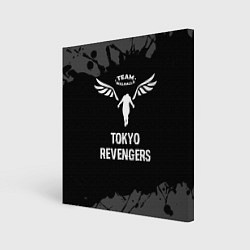 Холст квадратный Tokyo Revengers glitch на темном фоне, цвет: 3D-принт