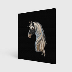 Холст квадратный Вышивка Лошадь, цвет: 3D-принт