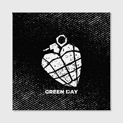 Холст квадратный Green Day с потертостями на темном фоне, цвет: 3D-принт — фото 2