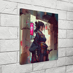 Холст квадратный Кибер самурай девушка, цвет: 3D-принт — фото 2