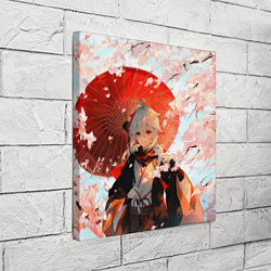 Холст квадратный Казуха с зонтиком - Геншин Импакт, цвет: 3D-принт — фото 2