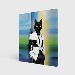 Холст квадратный Cat fashionista - neural network - pop art, цвет: 3D-принт