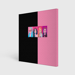 Холст квадратный Группа Black pink на черно-розовом фоне, цвет: 3D-принт