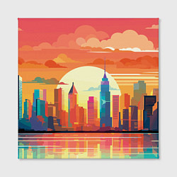 Холст квадратный Городской пейзаж на рассвете, цвет: 3D-принт — фото 2
