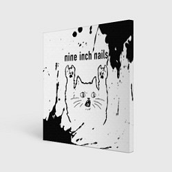 Картина квадратная Nine Inch Nails рок кот на светлом фоне