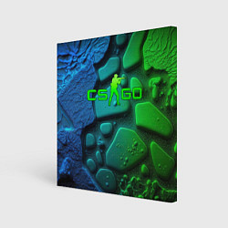 Холст квадратный CS GO green black abstract, цвет: 3D-принт