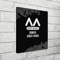 Холст квадратный Bungo Stray Dogs glitch на темном фоне, цвет: 3D-принт — фото 2