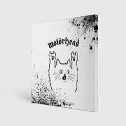 Холст квадратный Motorhead рок кот на светлом фоне, цвет: 3D-принт