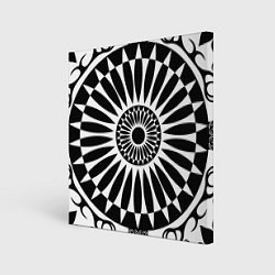 Холст квадратный Черно белый узор с радиусами, цвет: 3D-принт