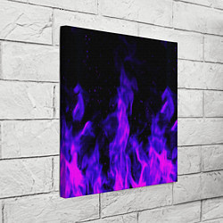 Холст квадратный Неоновый огонь на черном фоне, цвет: 3D-принт — фото 2