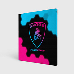 Холст квадратный Lamborghini - neon gradient, цвет: 3D-принт