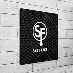 Холст квадратный Sally Face glitch на темном фоне, цвет: 3D-принт — фото 2