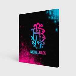 Холст квадратный Nickelback - neon gradient, цвет: 3D-принт