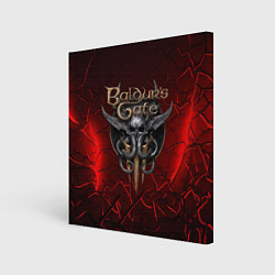 Холст квадратный Baldurs Gate 3 logo red, цвет: 3D-принт