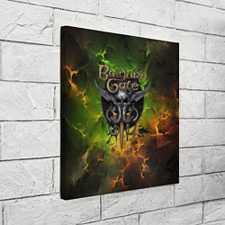 Холст квадратный Baldurs Gate 3 logo dark green fire, цвет: 3D-принт — фото 2