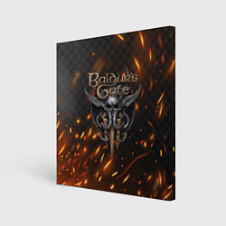 Холст квадратный Baldurs Gate 3 logo fire, цвет: 3D-принт