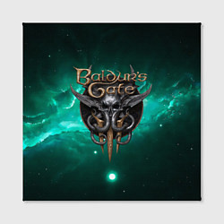 Холст квадратный Baldurs Gate 3 logo green, цвет: 3D-принт — фото 2